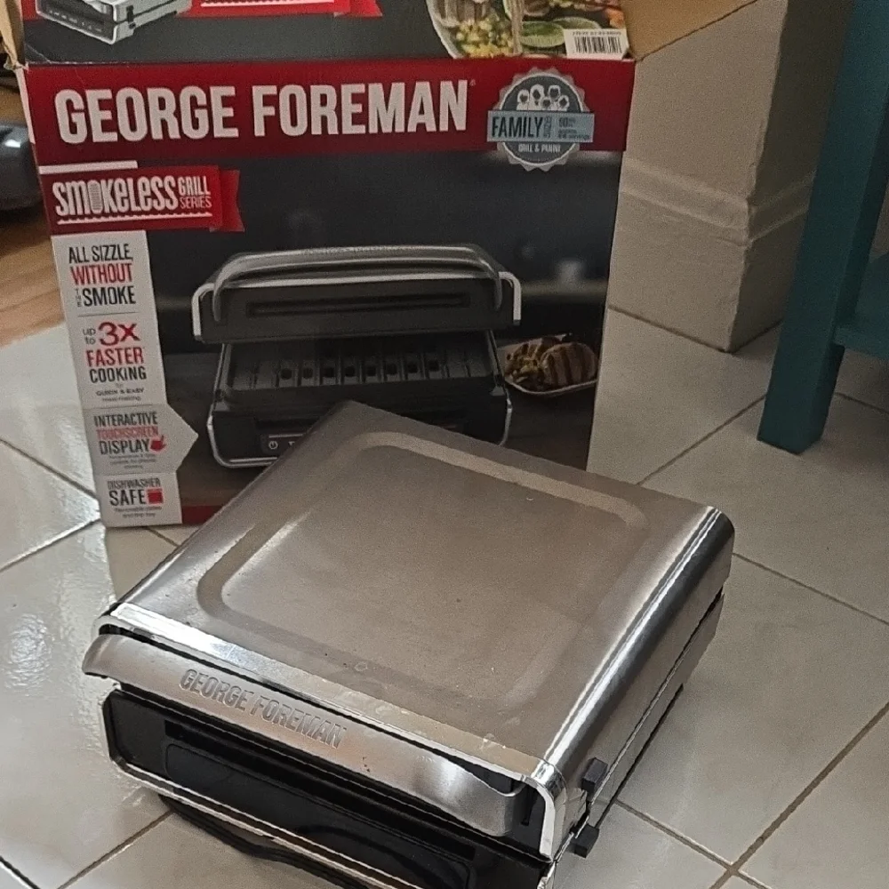 George Foreman Stainless Steel Electric Grill - Silver - Picture 1 of 5